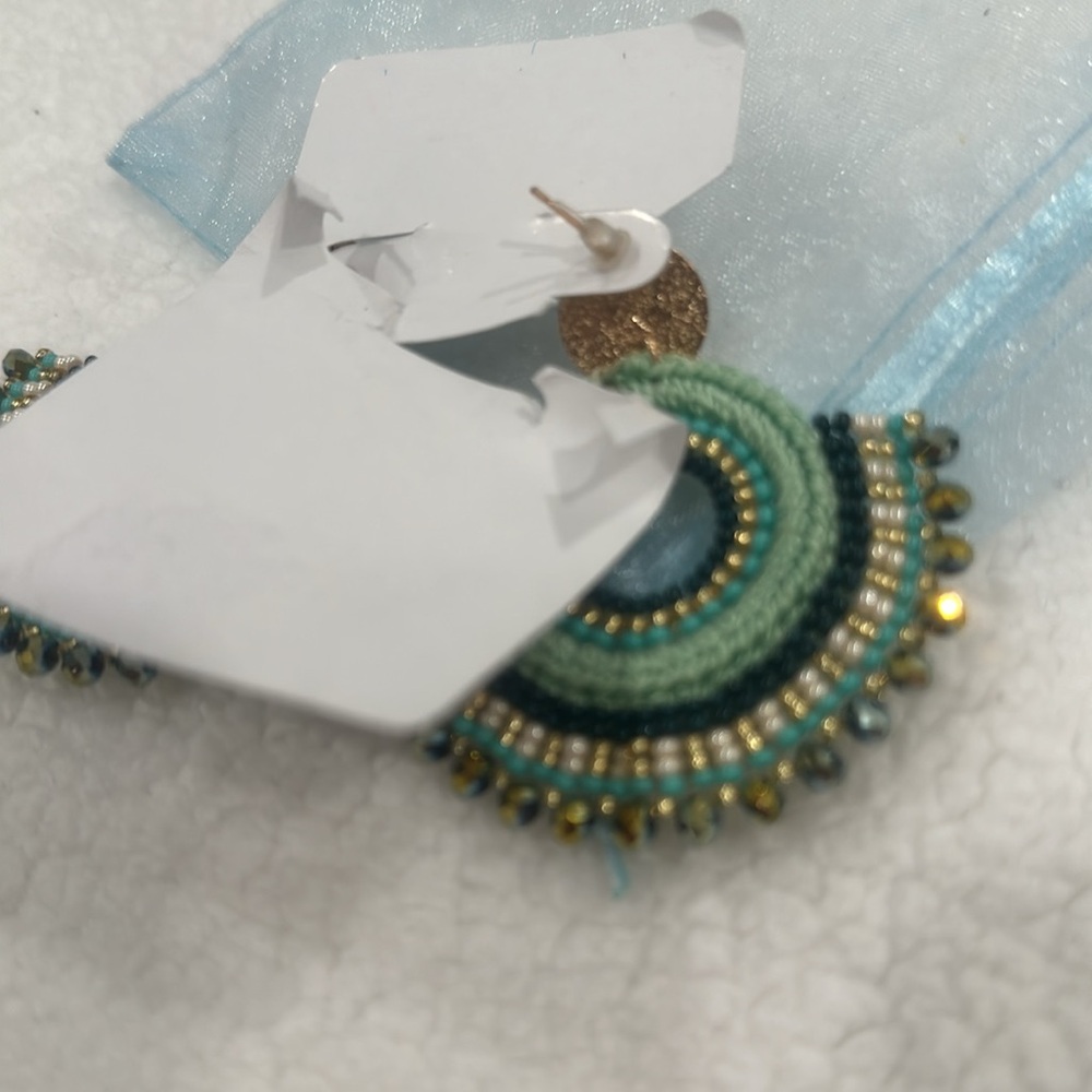 NWT gorgeous handmade earrings turquoise boho bohemian festival - Picture 3 of 3